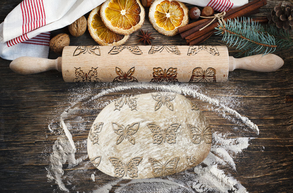 Butterflies - engraved rolling pin for dough, for baking enthusiasts, Art-Dog brand