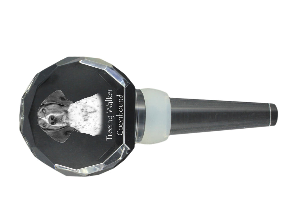 Treeing Walker Coonhound - Crystal bottle stopper, unique wine stopper with photo, personalised gift for sommelier by Art-Dog brand