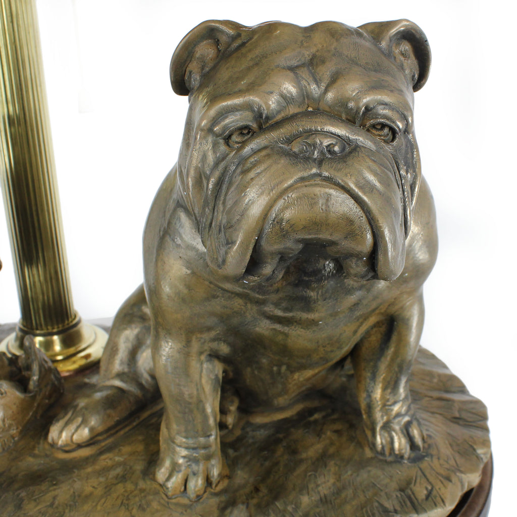 Bulldog, English Bulldog, British Bulldog - stained glass lamp with a lampshade, table lamp with a dog statue, interior decor in retro style by Art-Dog brand