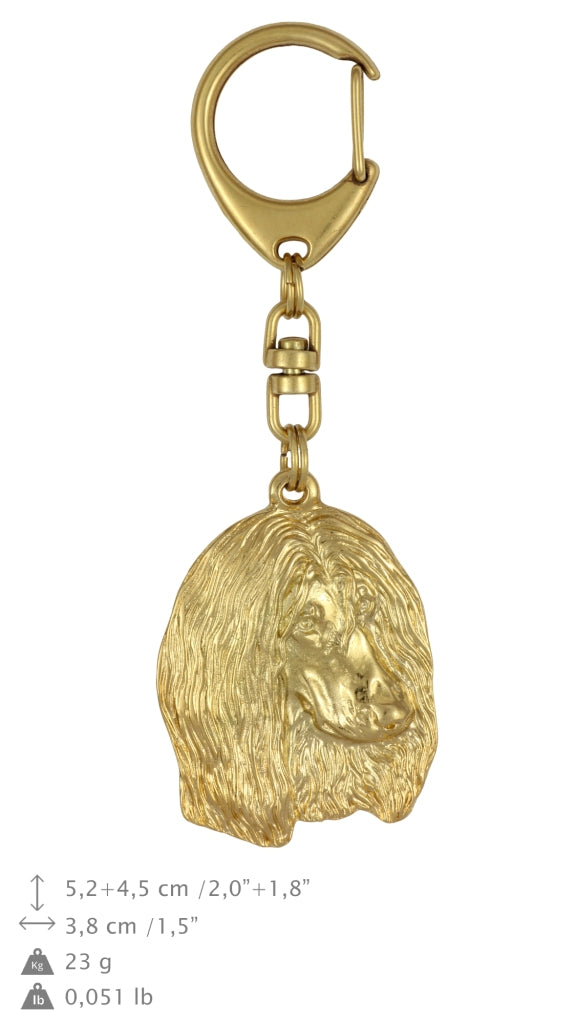 Afghan Hound, Tazi II - Gilded key ring with dog in gift box, handbag decoration, luxury accessory by Art-Dog brand