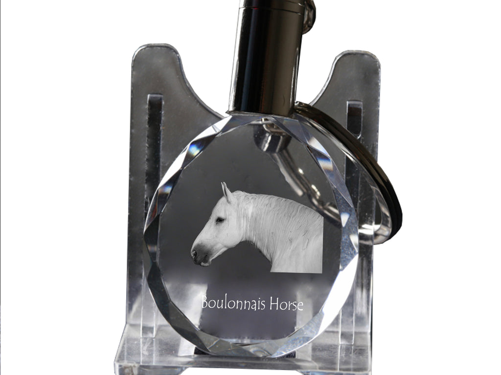 Boulonnais Horse - pendant with a picture of a horse, crystal key ring in a gift box, unique gift by Art-Dog brand