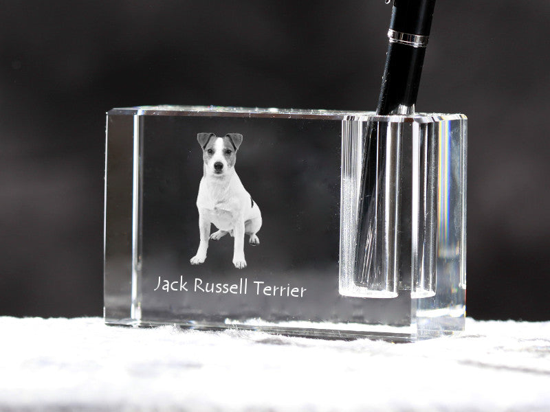 Jack Russell Terrier - Pen stand, crystal organiser with dog photo, unique desk decoration by Art-Dog brand