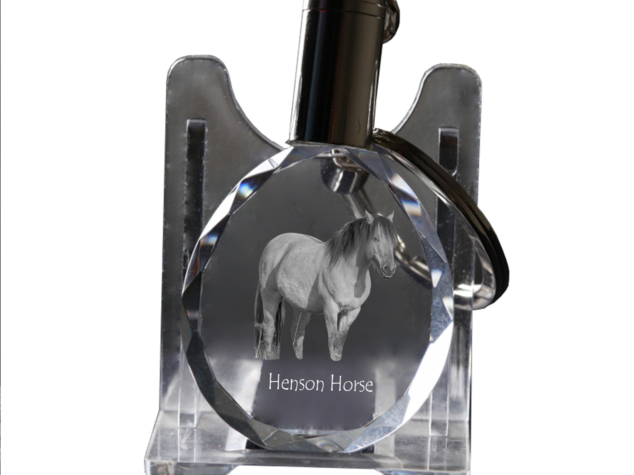 Henson Horse - pendant with a picture of a horse, crystal key ring in a gift box, unique gift by Art-Dog brand