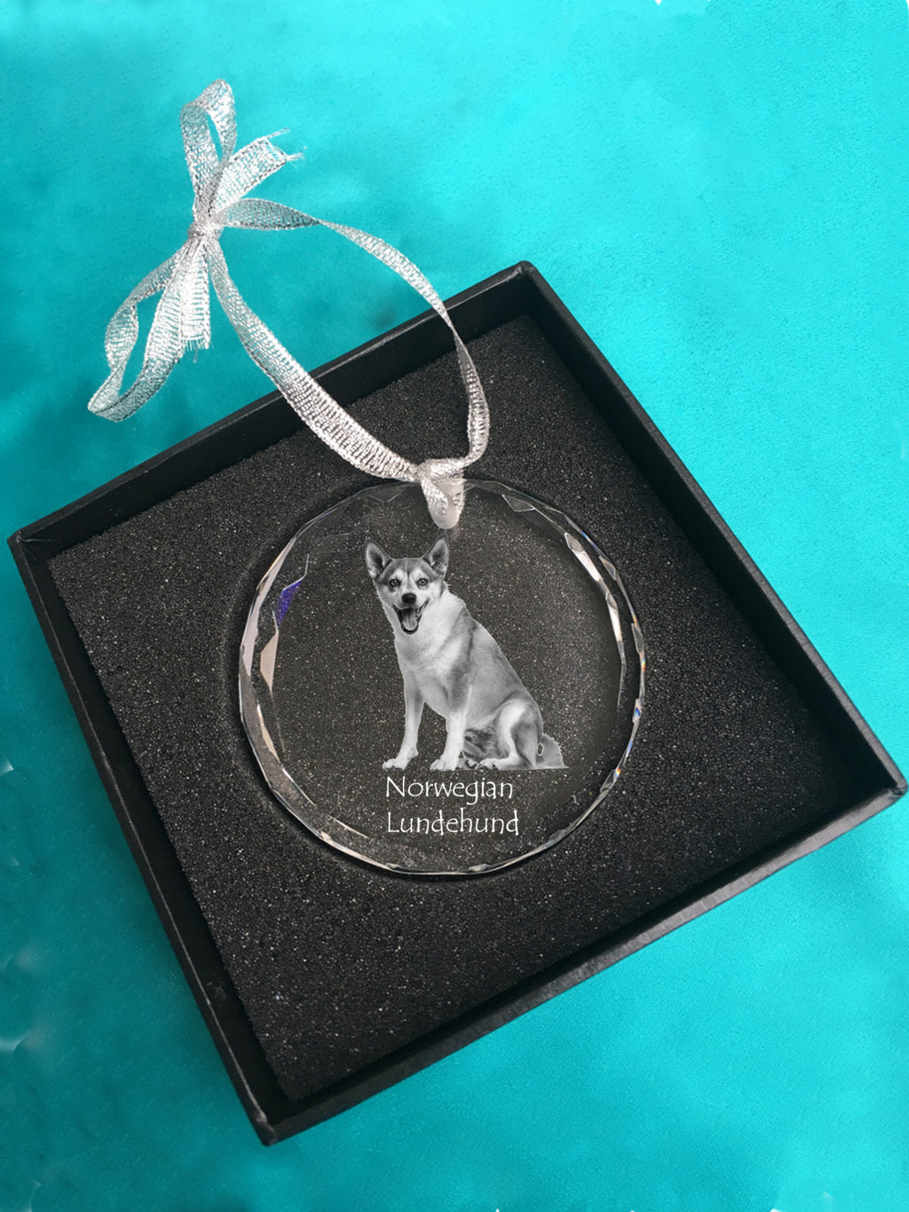 Norwegian Lundehund, Norsk Lundehund - crystal bauble with a photo, dog photo in crystal, personalized Christmas tree ornament by Art-Dog brand