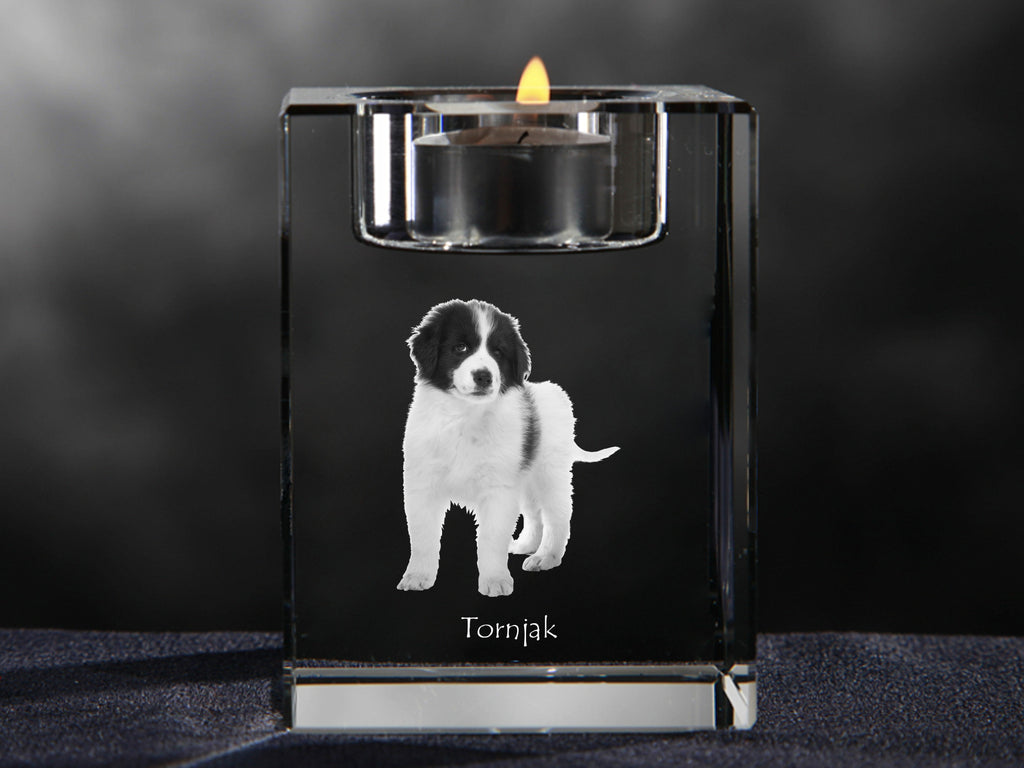 Tornjak, Bosnian And Herzegovinian - Croatian Shepherd Dog - Candle holder with dog photo, crystal tealight holder, personalised gift by Art-Dog brand