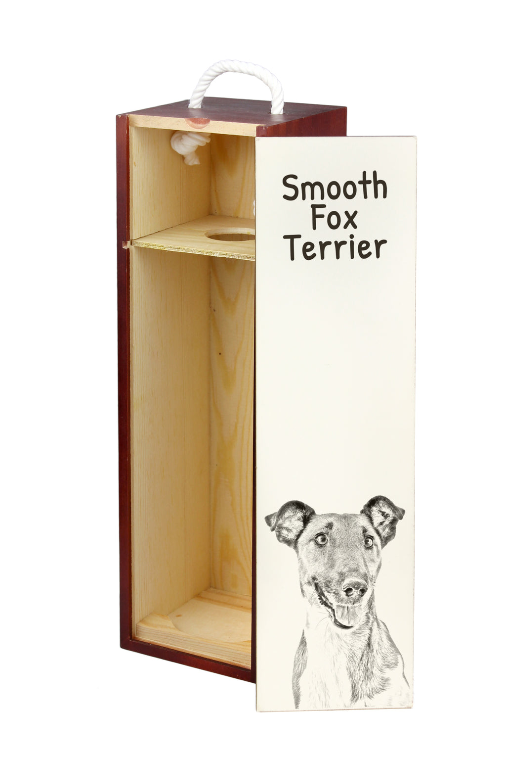 Fox Terrier Smooth - wine box with a dog, alcohol box with graphics, personalized gift box from the Art-Dog brand