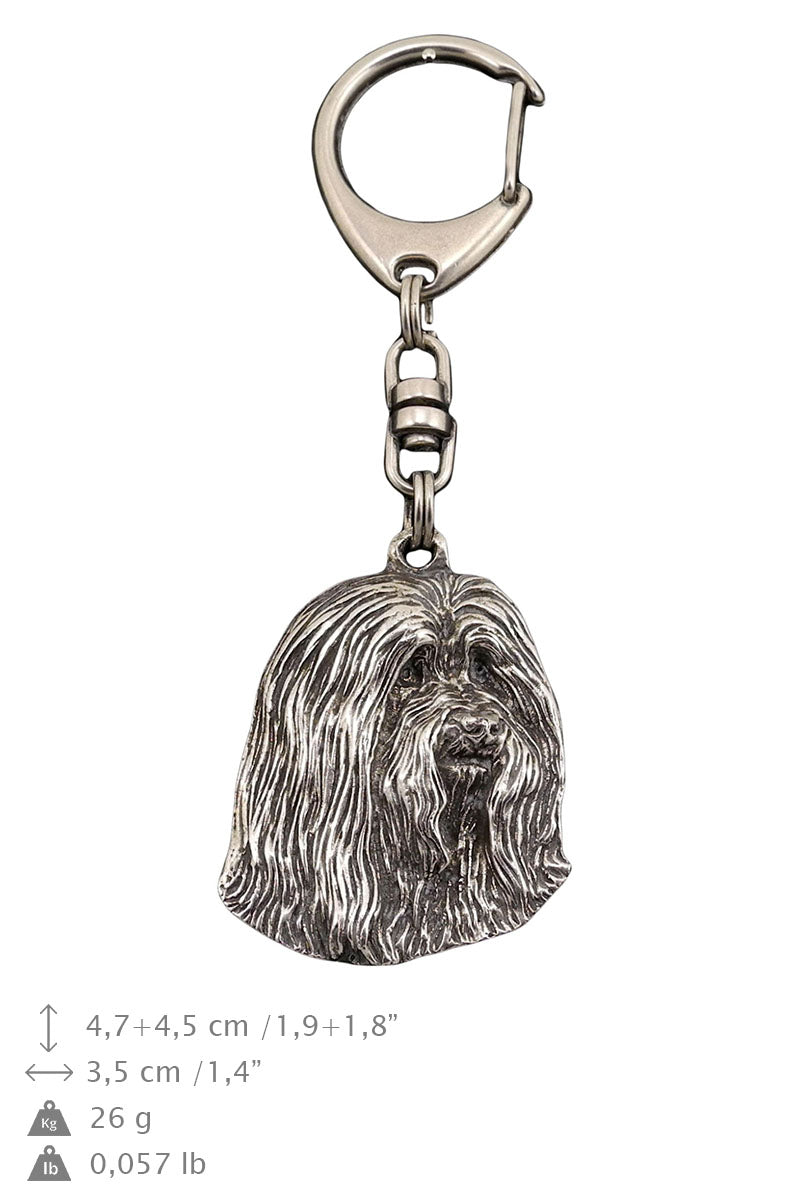 Bearded Collie, Highland Collie, Mountain Collie - Silver-plated key ring with a dog in a gift box, handbag decoration, backpack pendant by Art-Dog brand