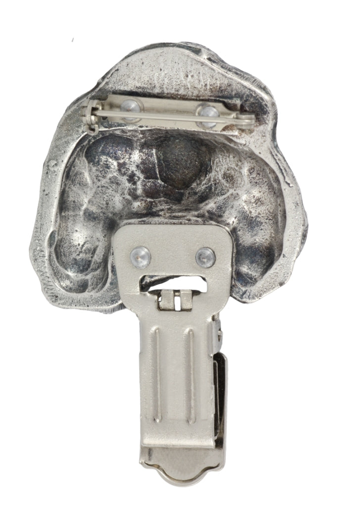 Hovawart, Hovie - brooch with a clip, holder for a start number, silver-plated dog show pin from the Art-Dog brand
