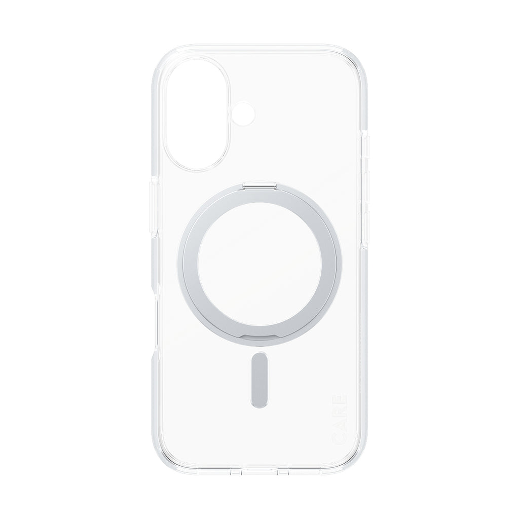 PanzerGlass CARE™ by ® Case Transparent w. Silver Kickstand & MagSafe iPhone 16 coque de protection pour téléphones portables Housse