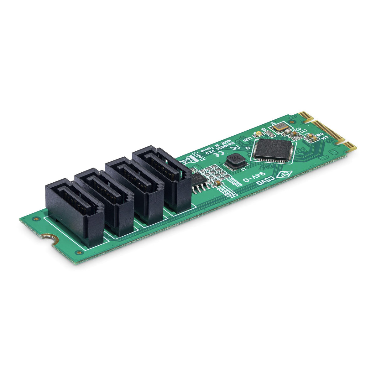 StarTech.com Carte Adaptateur M.2 vers SATA à 4 Ports, Carte Extension M.2 PCIe 3.0 vers HDD/SSD SATA, Chipset ASM1064, 