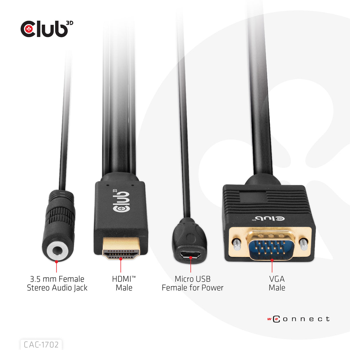 Club 3D Videoadapterkabel 2m Sort - vue 7