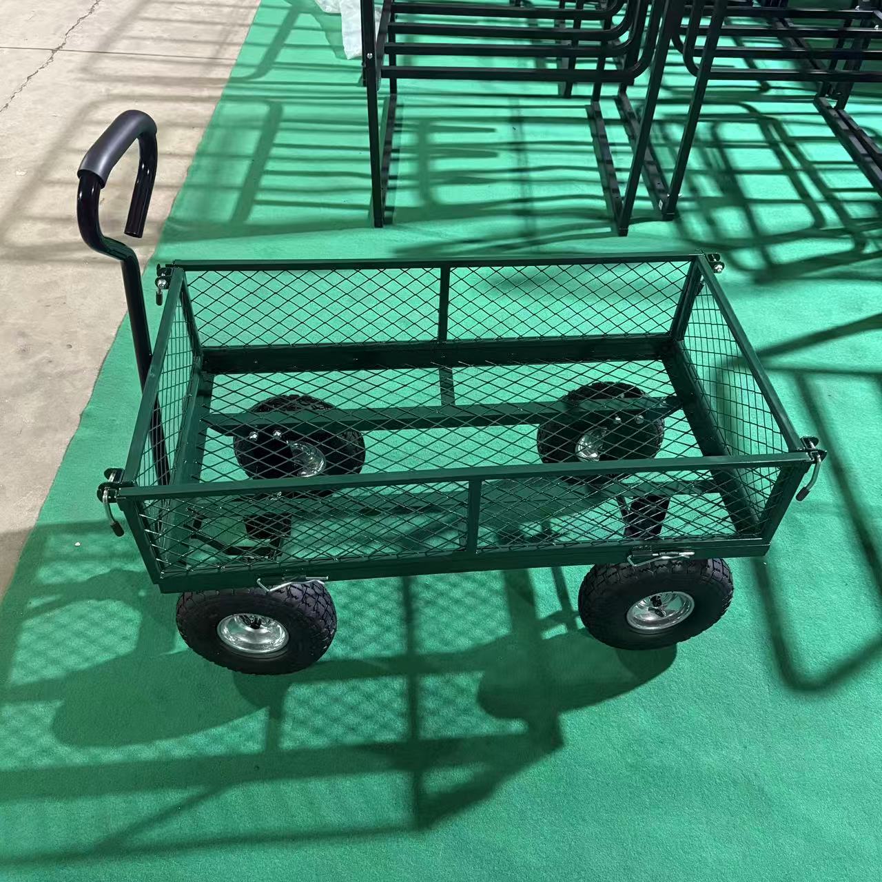 WÓZEK TRANSPORTOWY OGRODOWY 200 KG OTWIERANE BURTY DUŻE POMPOWANE KOŁA