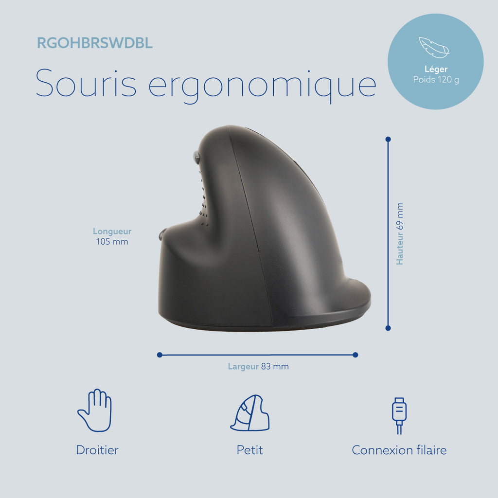 R-Go Tools RGOHBRSWDBL souris Droitier Optique 2400 DPI