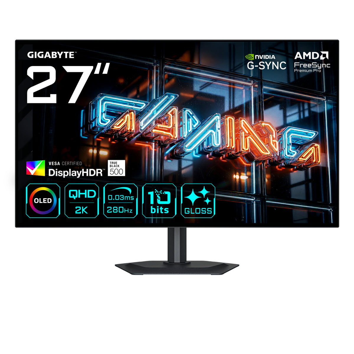 GIGABYTE MO27Q28GR Moniteur Gaming WOLED 27" QHD 2560 x 1440 280Hz 0.03ms HDR True Black 500