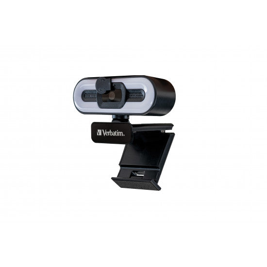 Verbatim AWC-02 Webcam Full HD 1080p USB 2.0, Rotation 360°, Éclairage Tactile, Noir