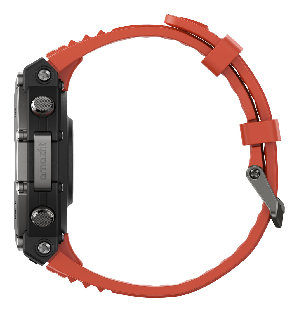 Amazfit T-Rex 3 Lava 3,81 cm (1.5") AMOLED 48.5 mm Numérique 480 x 480 pixels Écran tactile Noir, Acier inoxydable GPS (