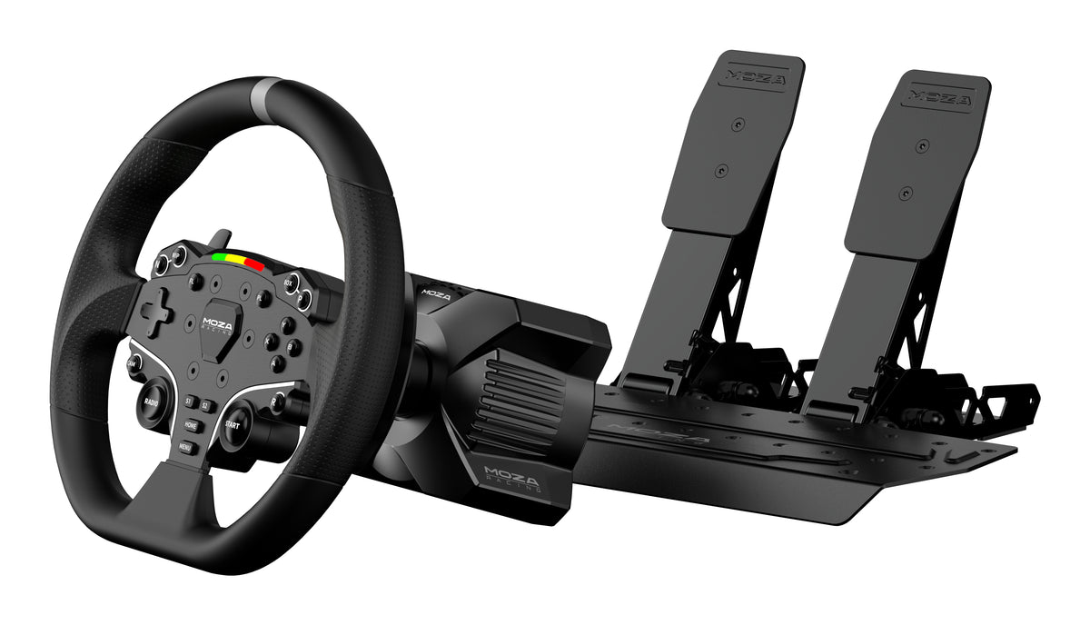 Moza Racing RS074 Volant et Pédales pour PC, Bluetooth/USB, Noir