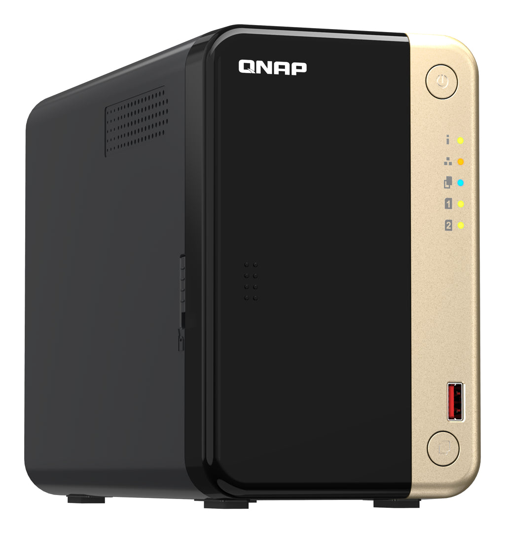 QNAP TS-264 NAS Tower Intel Celeron N5095 8 Go RAM 0 To QTS Noir et Or