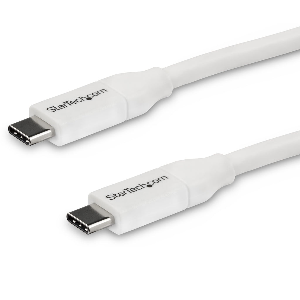 StarTech.com Câble de Charge Rapide USB-C 4m, 100W 5A PD, Synchronisation USB 2.0, Certifié USB-IF, Blanc