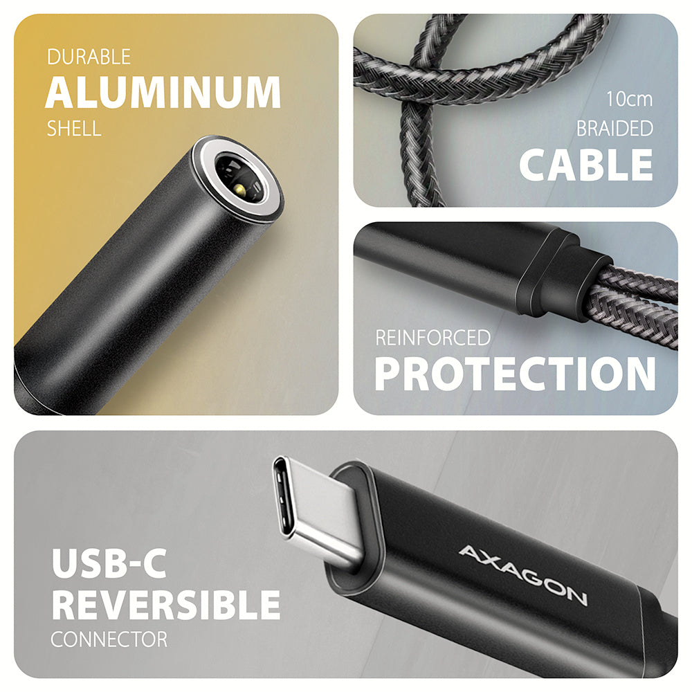 Axagon ADA-HCPD câble audio 0,1 m USB-C, 3.5 mm USB-C Noir - vue 3