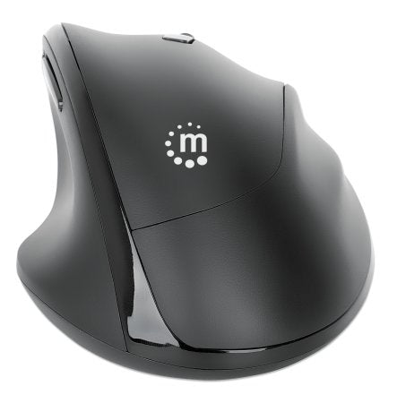 Manhattan Souris Ergonomique Sans Fil, DPI Réglable 800/1200/1600, Récepteur USB-A et USB-C, 6 Boutons, Noire