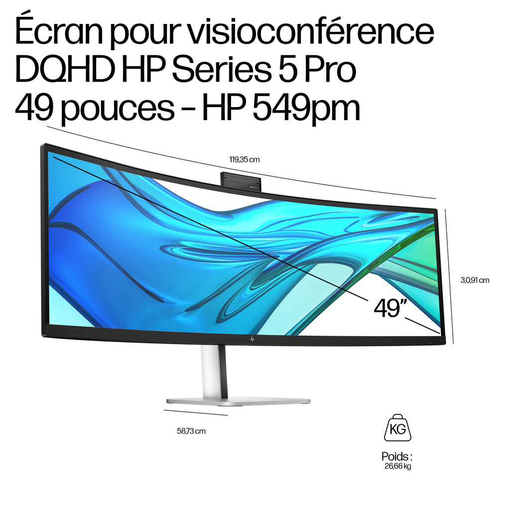HP Series 5 Pro 549pm 49inch DQHD (EN) écran plat de PC 124,5 cm (49") 5120 x 1440 pixels Dual QHD LCD Noir