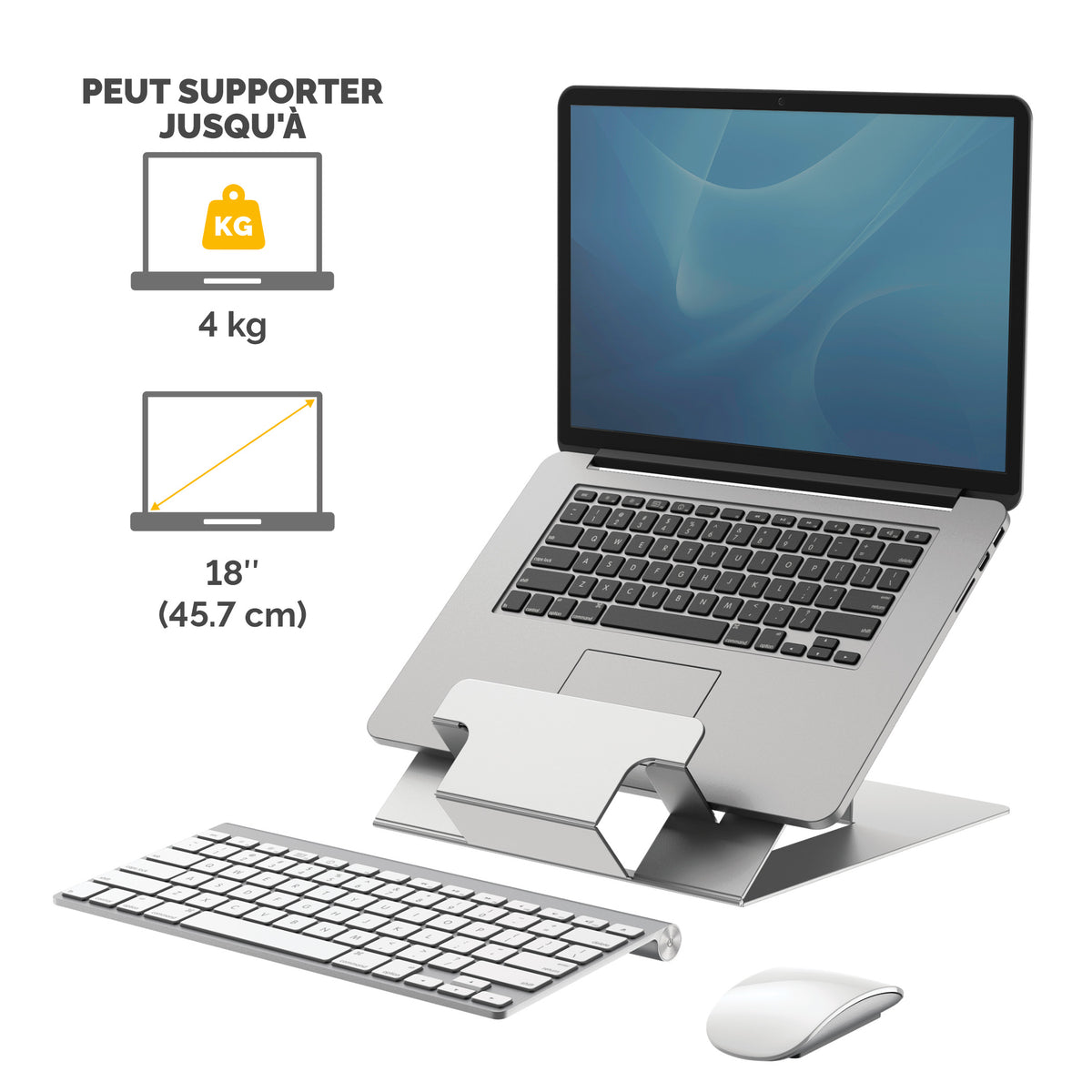 Fellowes Hylyft Support Ordinateur Portable en Aluminium, Argent