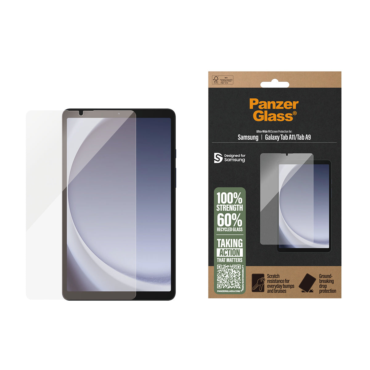 PanzerGlass ® Screen Protector Samsung Galaxy Tab A11 | Tab A9 | Ultra-Wide Fit Protection d'écran transparent 1 pièce(s)