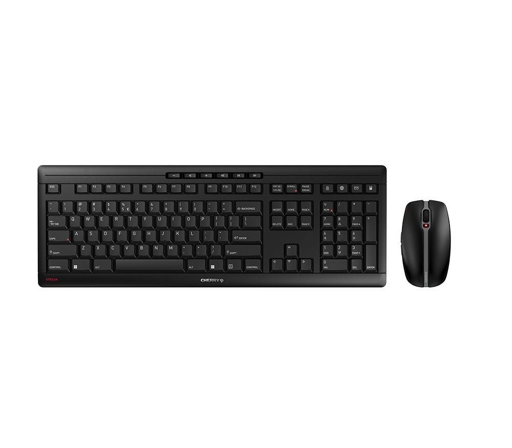 CHERRY Stream Desktop Recharge Ensemble Clavier et Souris Sans Fil RF, QWERTY Anglais, Noir