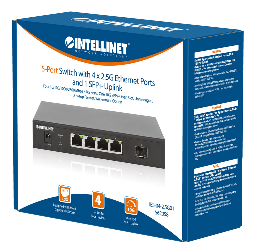 Intellinet Commutateur Réseau 5 Ports, 4x 2,5G Ethernet et 1x 10G SFP+, Non Administrable