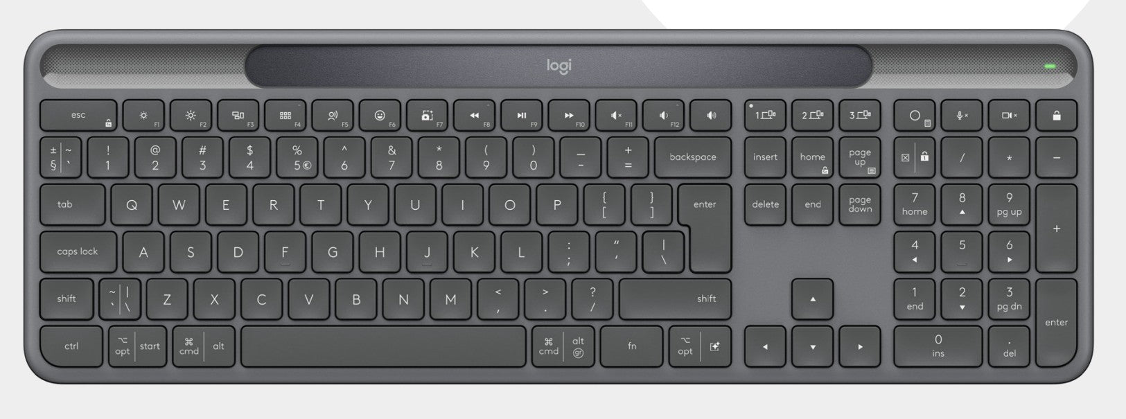 Logitech Signature Slim Solar+ K980 for Business teclado Universal RF Wireless + Bluetooth QWERTY Nórdico Grafito