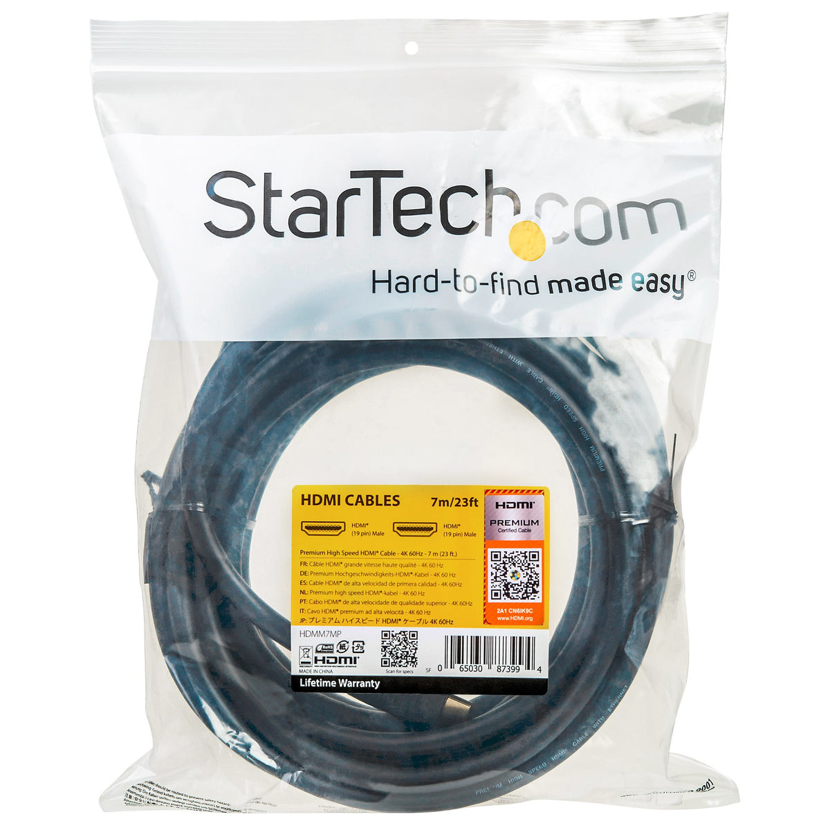 StarTech.com Câble HDMI grande vitesse haute qualité de 7 m avec Ethernet - 4K 60 Hz - vue 3