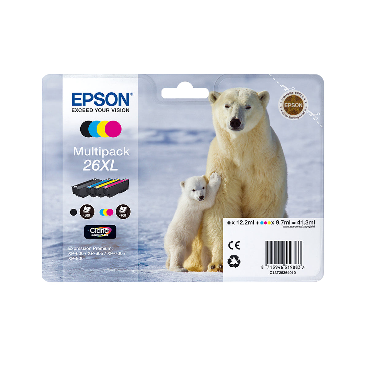 Epson Polar bear Encre magenta Claria Premium Ours Polaire 26XL