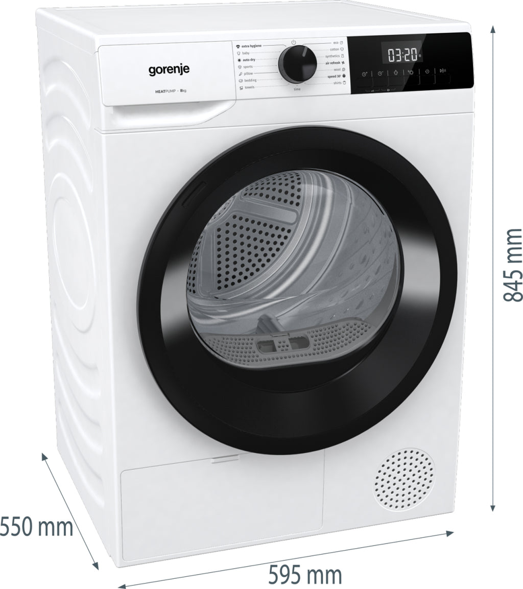 Gorenje DHNE82 sèche-linge Pose libre Charge avant 8 kg Blanc