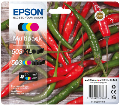 Epson C13T09R94010 cartouche d’encre 4 pièce(s) Noir: Rendement élevé (XL) Cyan, Magenta et Jaune: Rendement Standard