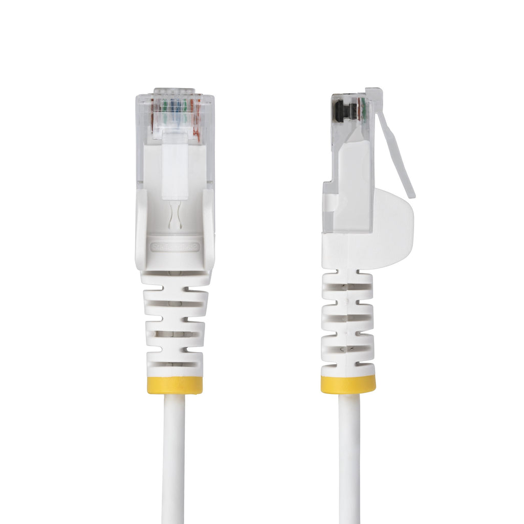 StarTech.com Câble Ethernet CAT6 Blanc Fin de 15m, Sans Accroc, 100W PoE, UTP, LSZH, Fil de Cuivre Pur 28AWG, Cordon Patch Réseau RJ45 avec Serre-Câble, Contrôlé Fluke