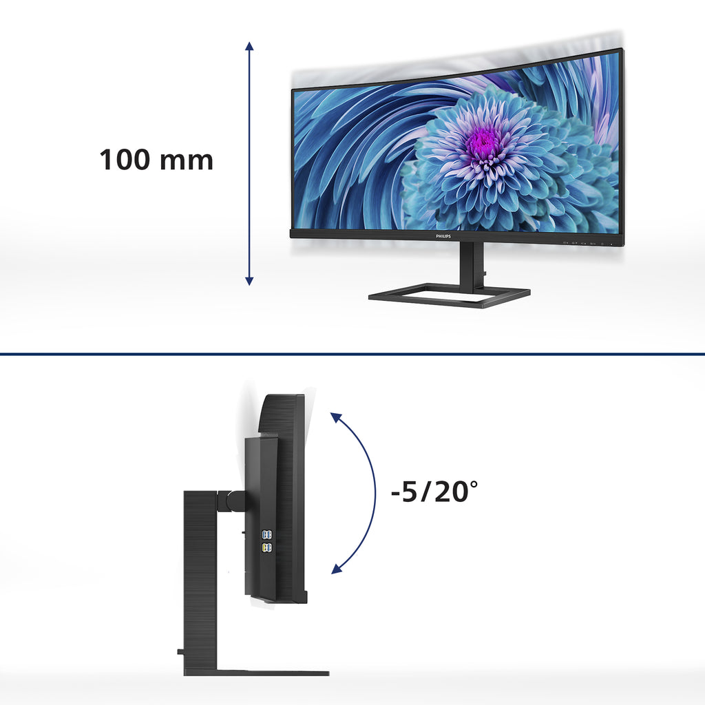 Philips E Line 346E2CUAE/00 écran plat de PC 86,4 cm (34") 3440 x 1440 pixels Wide Quad HD+ LCD Noir