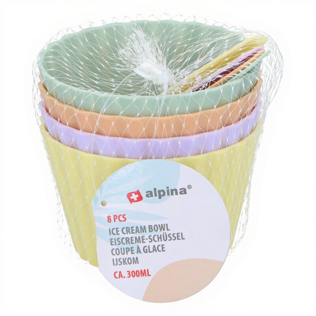Alpina, ramequins à glace avec cuillères ( 4 bols & 4 cuillères)