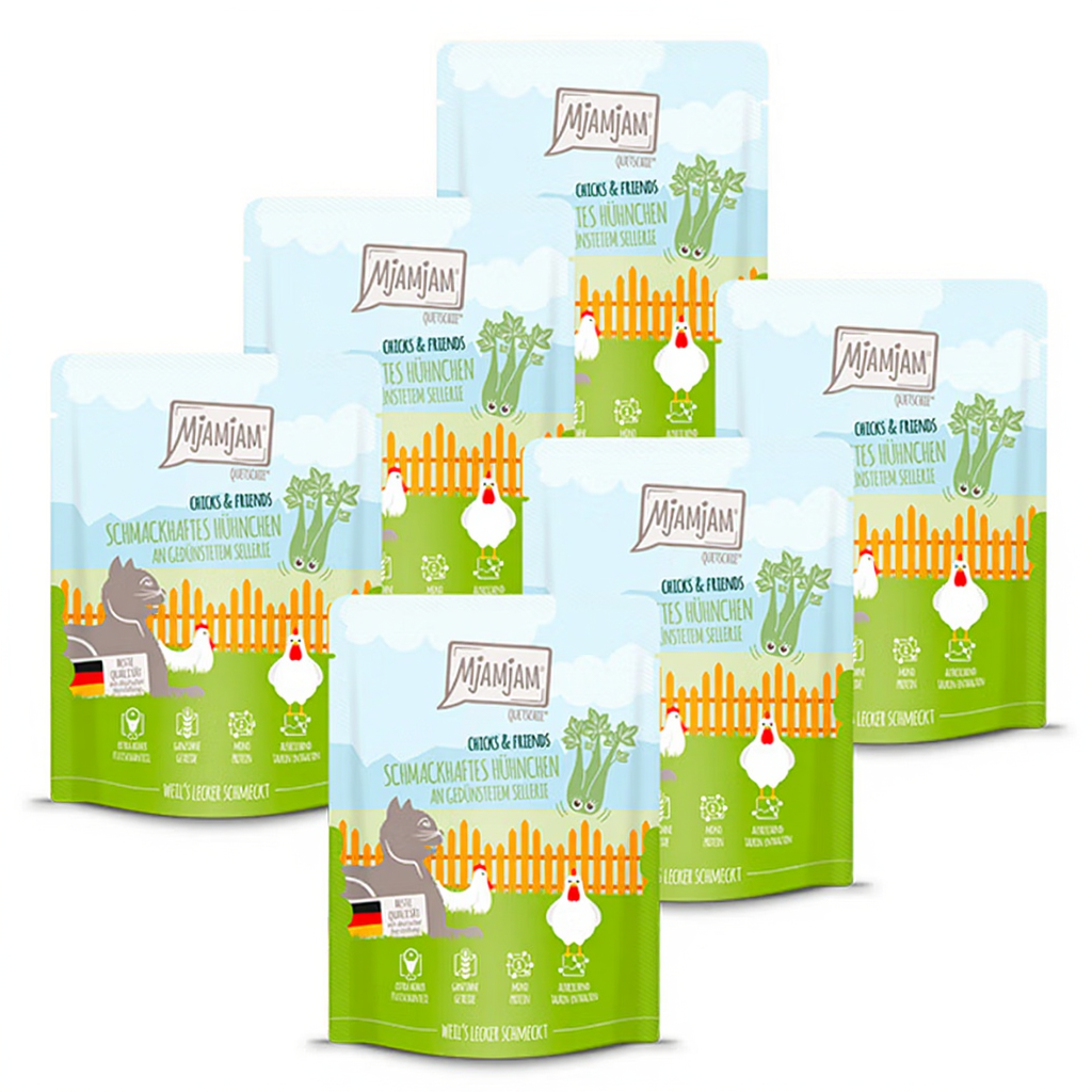 [Peut être servi frais pour l'été] MjAMjAM Quetschie Nourriture humide pour chat au poulet 300 g x 6