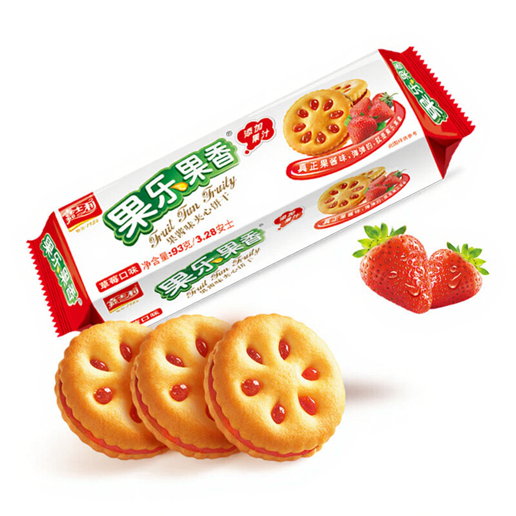 jiashili Biscuits fruités Cascade (saveur fraise) 93g