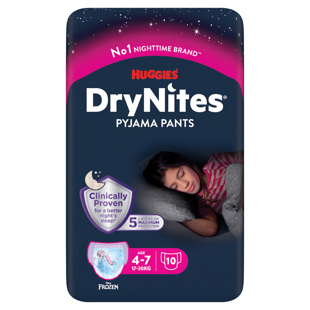 HUGGIES DryNites Culottes pyjama 4-7 ans (17-30 kg) - Pack de 10
