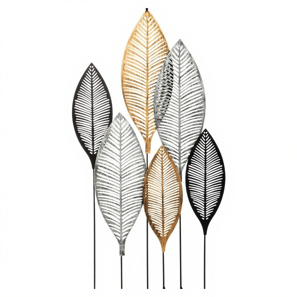 Atmosphera Floglia Décoration murale feuille en métal 65 x 37 cm