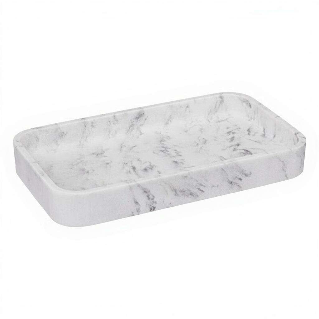 5five Léa Plateau de rangement effet marbre 19 cm Blanc