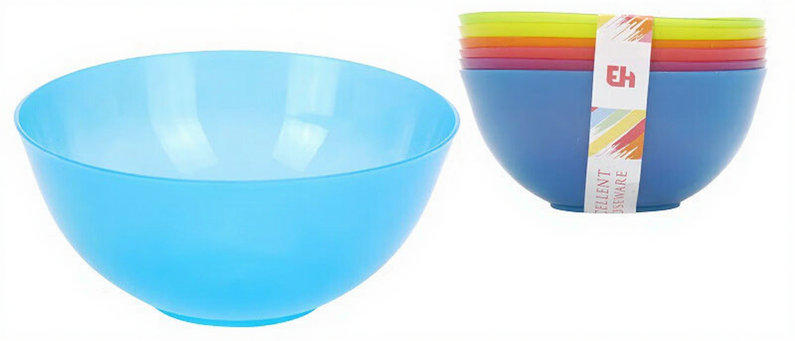 Excellent Houseware Lot de 6 bols ronds en plastique coloré