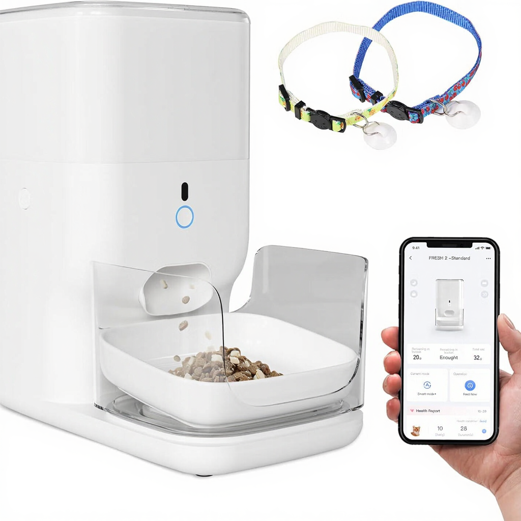 CATLINK FRESH 2-F04 Distributeur intelligent IA, Blanc, contrôle des portions personnalisable, surveillance IA, capacité 4 L, conserve la nourriture fraîche 20 jours, fonctionnement hors ligne pris en charge