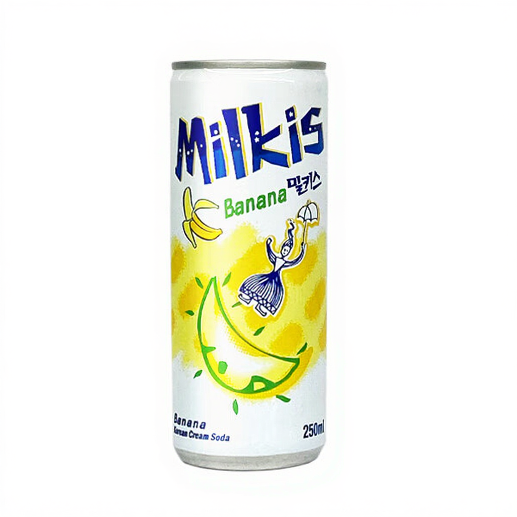 LOTTE Milkis Soda au lait pétillant saveur banane 250 ml