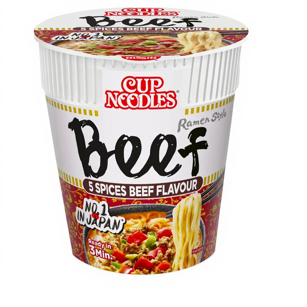 NISSIN Nouilles instantanées en pot saveur bœuf aux 5 épices - 8 x 64 g