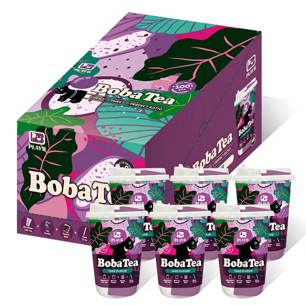 JENI PLAYB Boba tea en gobelets saveur taro - Lot de 6 x 85 g