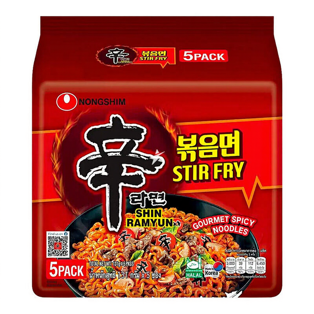 Nongshim Shin Ramyun Nouilles instantanées épicées à sauter - 5 x 130 g
