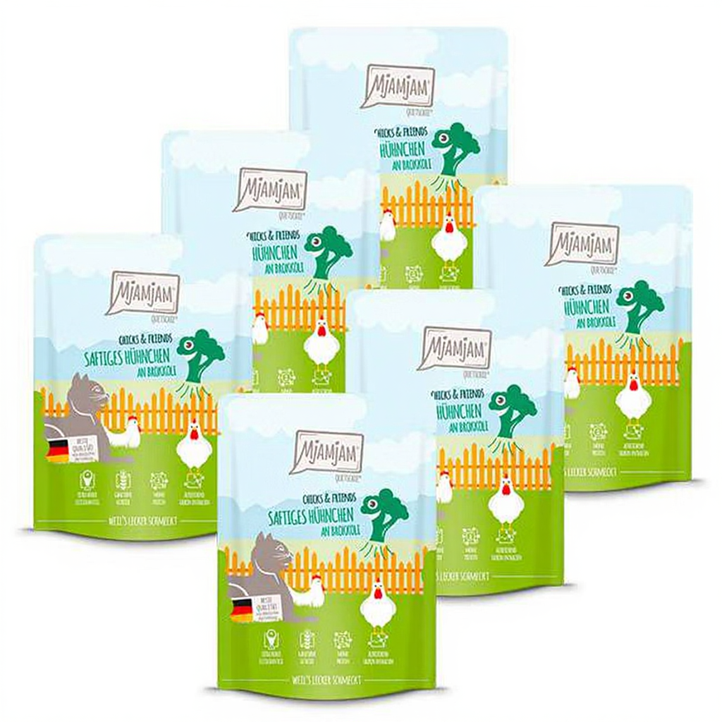 [Peut être servi frais pour l'été] MjAMjAM Quetschie Nourriture humide pour chat au poulet - 300 g x 6